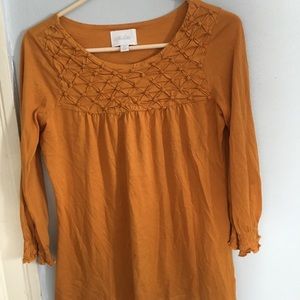 3/4 Sleeve Anthropologie Mustard Blouse